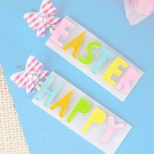 NWT BOUTIQUE PASTEL HAPPY EASTER ACRYLIC EARRINGS FUN & UNIQUE